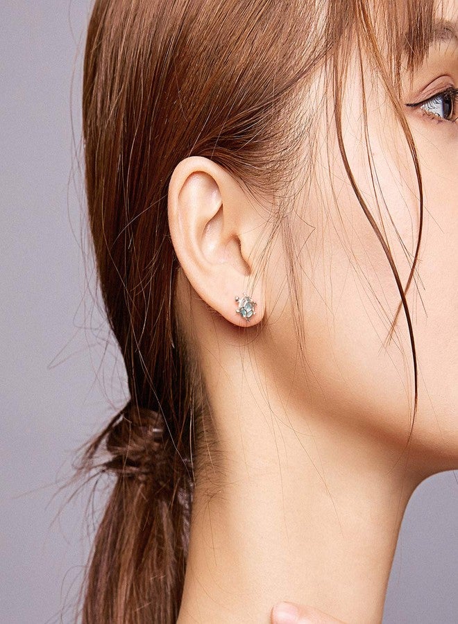 Izpack Cute Turtle Small Stud Earrings Sterling Silver S925 Blue Crystal Cubic Zirconia Sea Turtle Tiny Cartilage Statement Earring Studs Post Piercing Fashion Jewelry Gifts for Women Sensitive Ears - Image 3